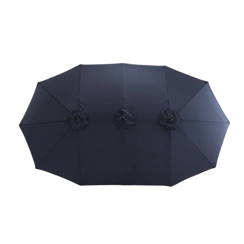 14.8 Ft Double Sided Outdoor Umbrella Rectangular Large with Crank ( Navy blue )(No Base)-海智集-Default-
