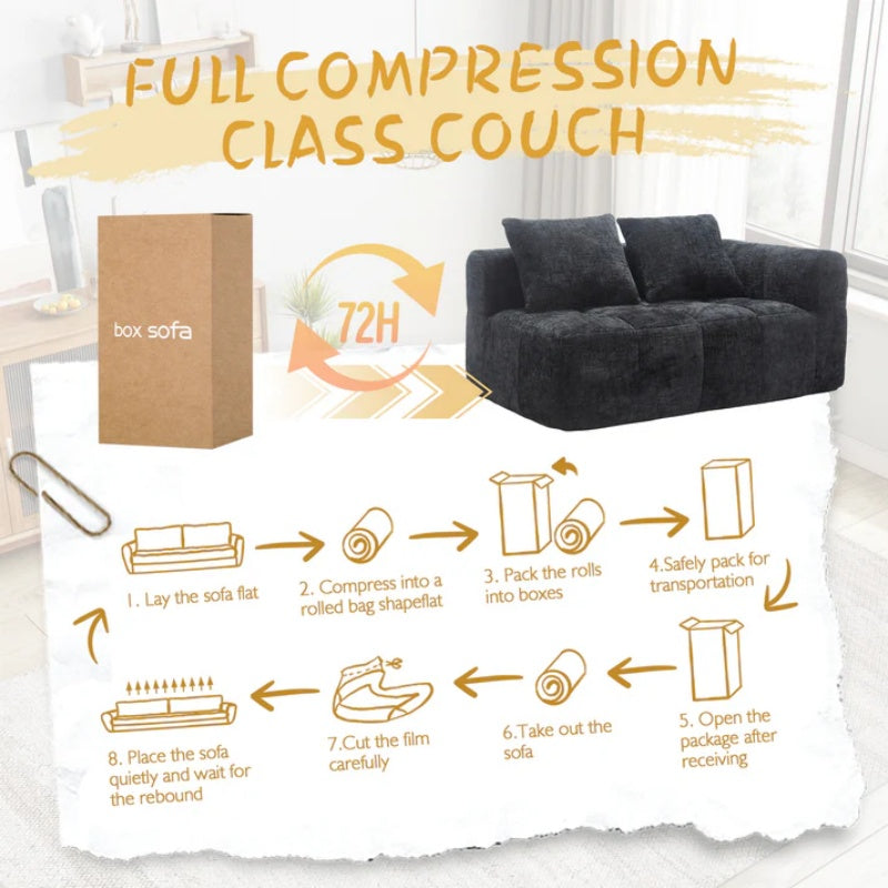 UNITED WE WIN Chenille Loveseat Sofa,Minimalist Modular Couches Sleeper for Living Room Bedroom Apartment Lounge-海智集-Default-