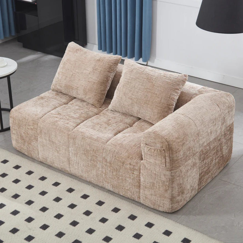 UNITED WE WIN Chenille Loveseat Sofa,Minimalist Modular Couches Sleeper for Living Room Bedroom Apartment Lounge-海智集-Default-