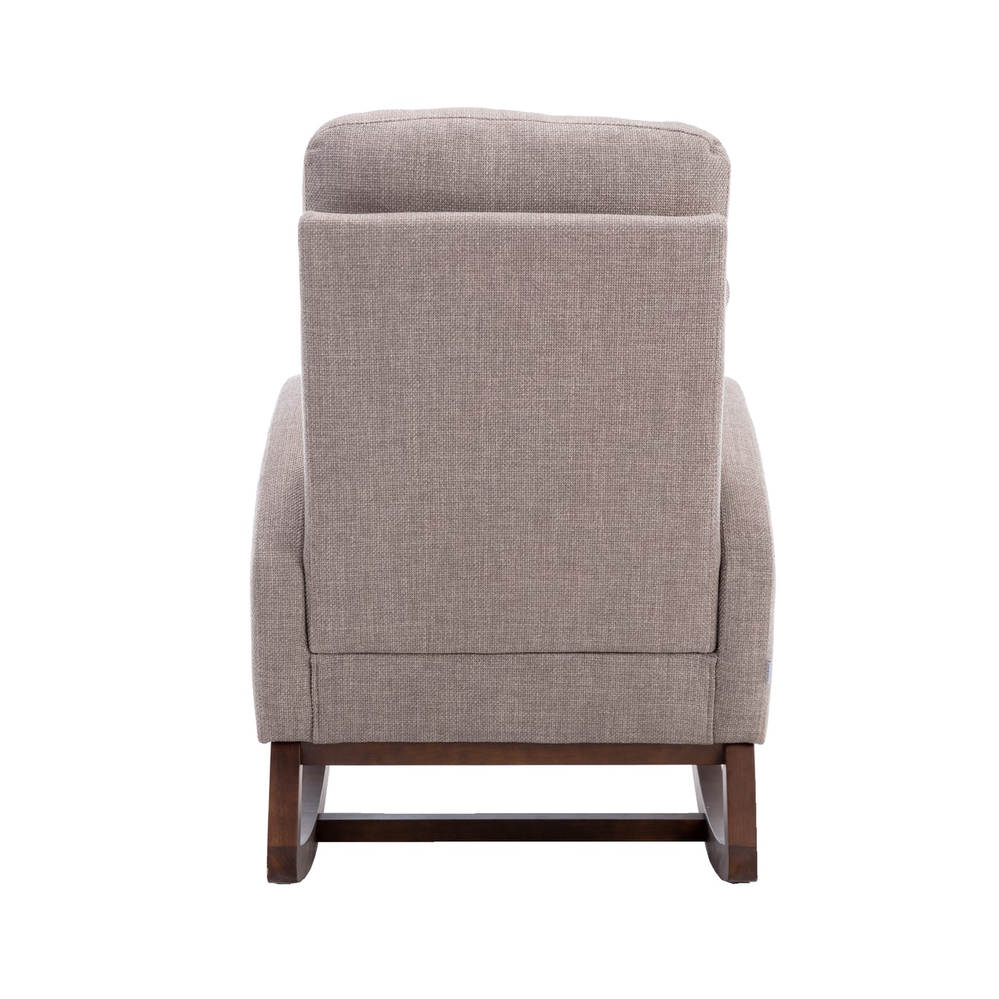 Rocking Chair, Modern Glider Chair, Recliner Armchair with Wood Legs and Side Pocket, Nursery Rocking Accent Chair with High Back for Living Room Bedroom (Grey linen)-海智集-Default-