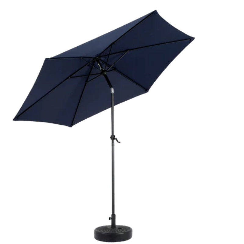 9FT Outdoor Patio Umbrella Outdoor Table Umbrella with Push Button Tilt and Crank, Market Umbrella 6 Sturdy Ribs , Deck, Backyard, Pool (Base Not Included) - (Navy blue )-海智集-Default-