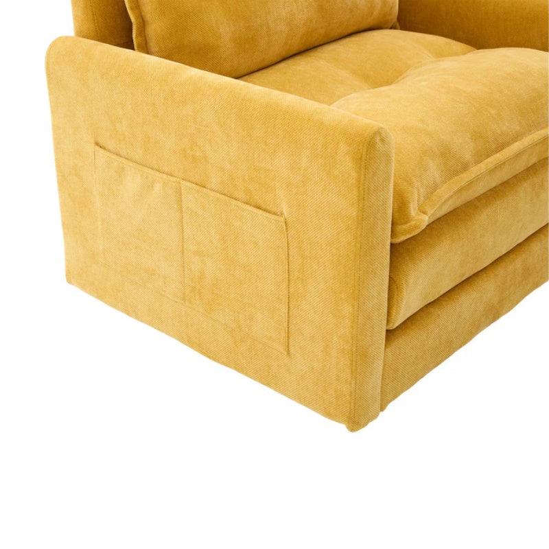 UNITED WE WIN Swivel Barrel Chair - Mid Century Modern Chair, Thick Padded Arm Chair with Solid Metal Base, Comfortable Single Sofa Chair, Swivel Accent Chair for Living Room Bedroom-海智集-Default-