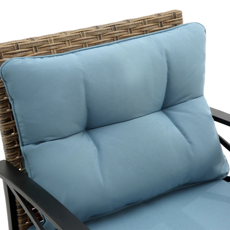 Patio 4 piece sectional low dining conversation sofa set- KD rattan wicker outdoor garden furniture corner sofa set with cushion.-海智集-Default-