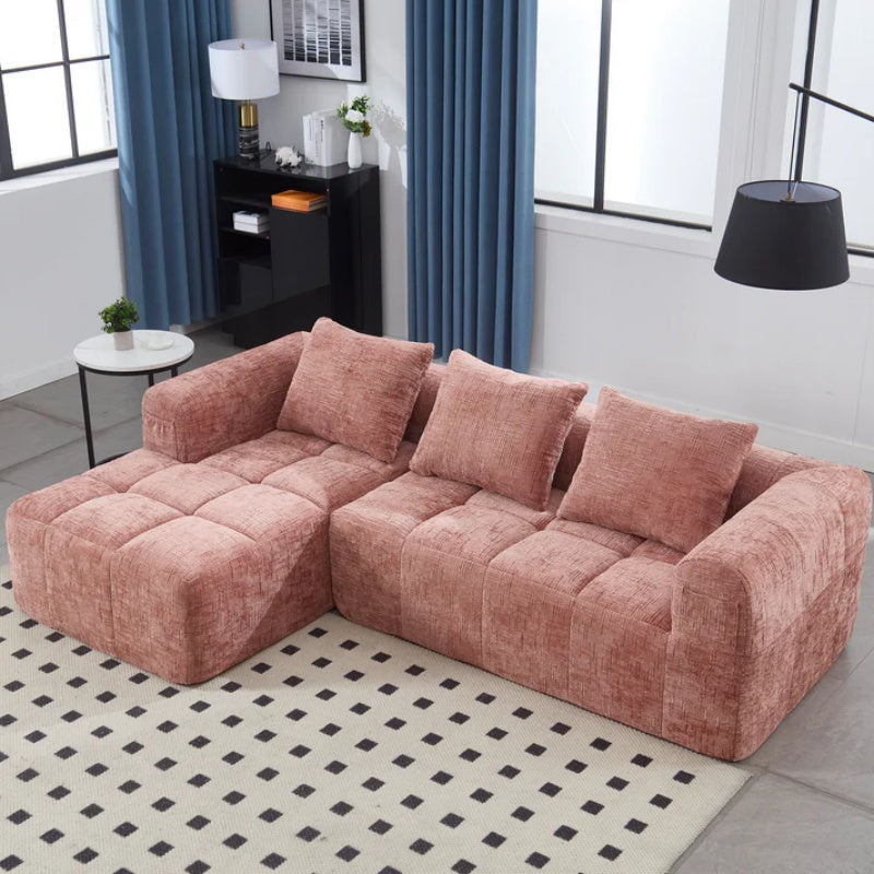 UNITED WE WIN 98.42-inch modular sectional sofa, modern modular L-shaped sofa with chaise longue, equipped with small side pockets and free of compression during installation.-海智集-Default-