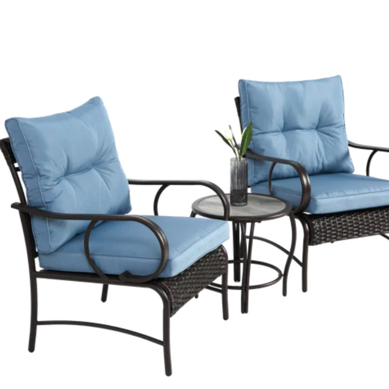 3 Pieces Patio Set Outdoor Wicker Furniture Sets Modern Rattan Chair Conversation Sets with Coffee Table-海智集-Default-