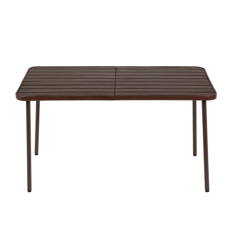 7 Pieces Patio Dining Set, Plastic chair and steel table Outdoor Set, plastic Chairs and Table Set for Garden Patio, Brown-海智集-Default-