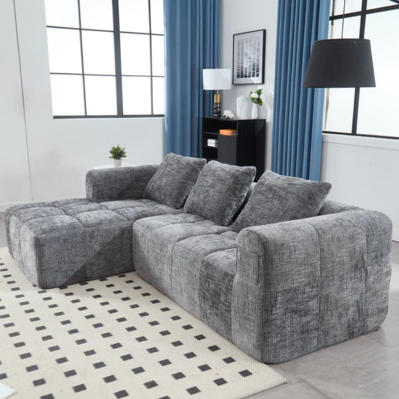 UNITED WE WIN 98.42-inch modular sectional sofa, modern modular L-shaped sofa with chaise longue, equipped with small side pockets and free of compression during installation.-海智集-Default-