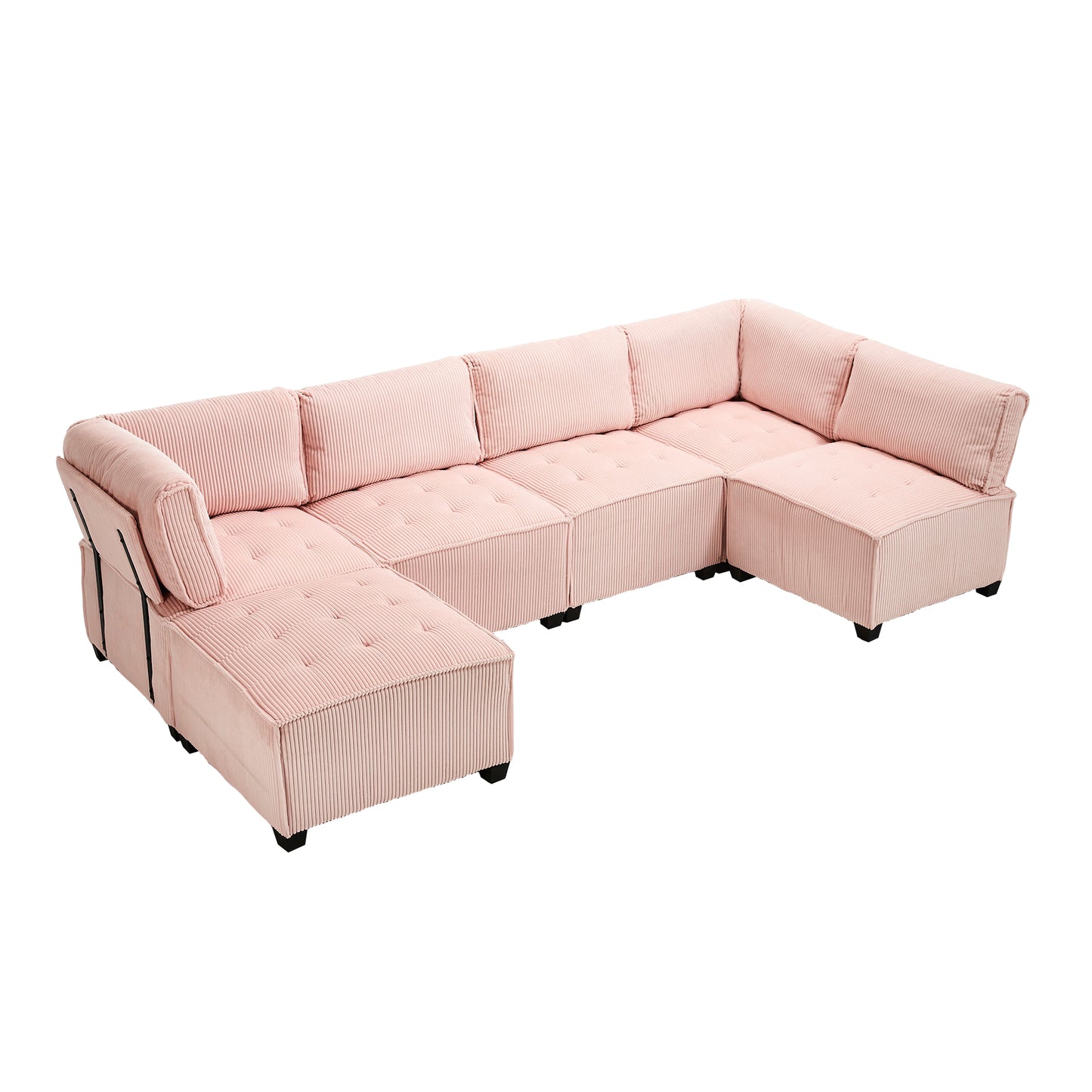 UNITED WE WIN Modular Sectional Sofa U Shaped Modular Couch with Reversible Chaise Modular Sofa Sectional Couch,6- Seat Convertible Sofa,Fit for Living Room-海智集-Default-