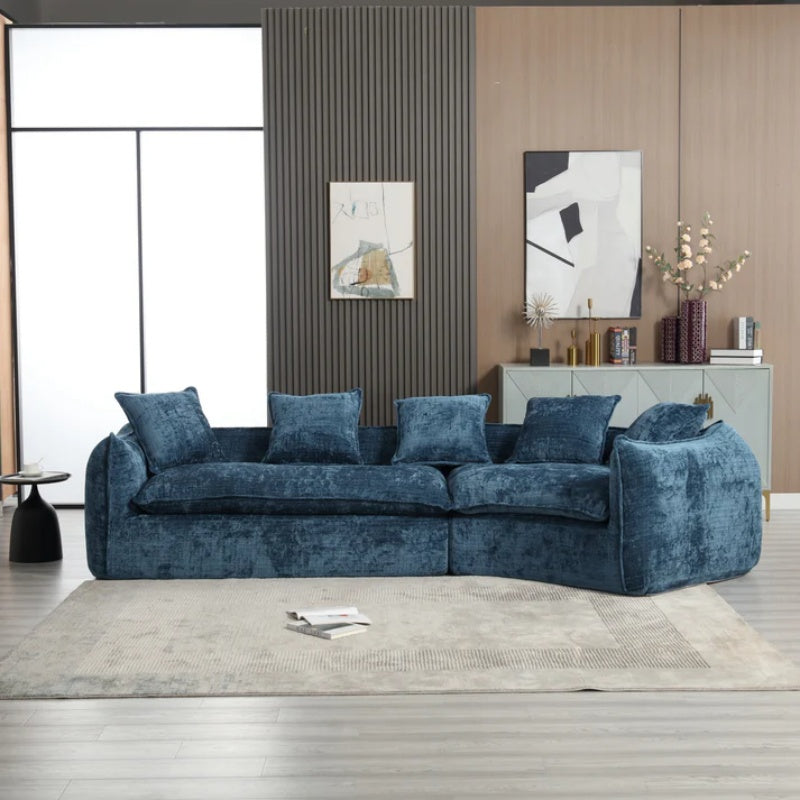 Modular Sectional Sofa, U-Shaped Couch with Sofa for five & Pillows, Modern Minimalist chenille Fabric Large Comfy Cloud Sofas, Living Room Furniture Sets-海智集-Default-