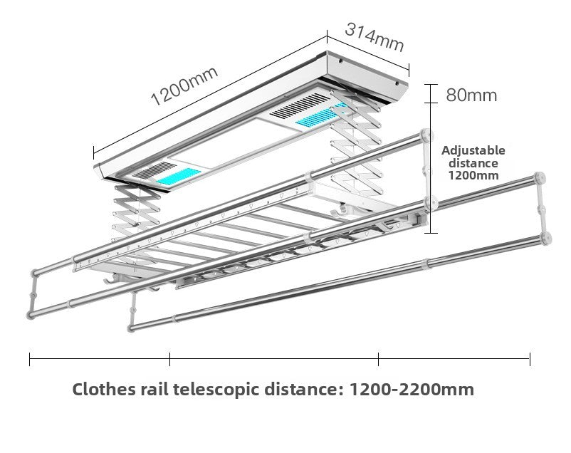 First Generation Balcony Side-Mounted Smart Remote Control Electric Clothes Rack Telescopic Clothes Drying Rack Automatic Lifting Clothes Dryer-海智集-
