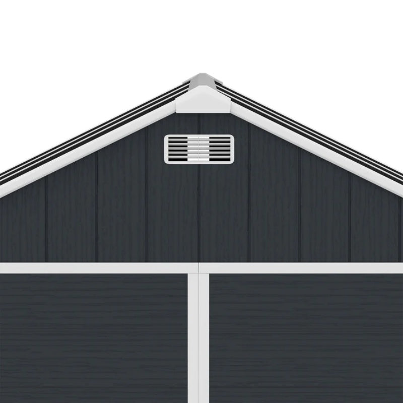 8*7ft Outdoor Storage Shed, Outdoor Resin Shed with Two-Window and Double-Door, Plastic Shed with Floor for Garden, Patio, Yard, Lawn (Dark Gray)-海智集-Default-