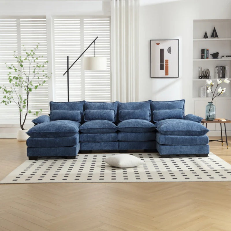 UNITED WE WIN Modern Large chenille Fabric U-Shape Sectional Sofa-海智集-Default-