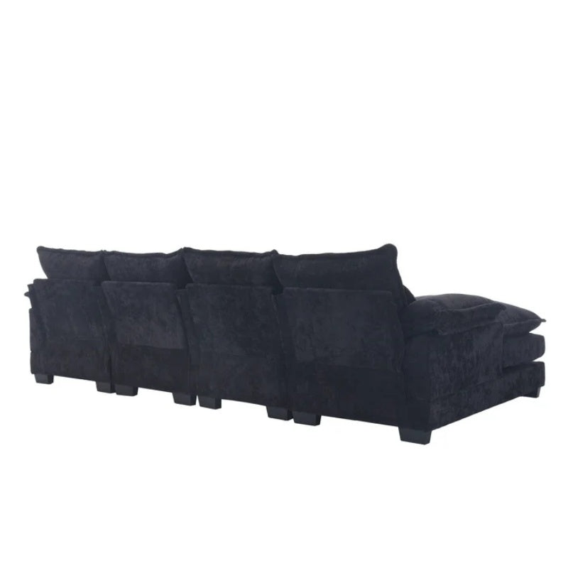 UNITED WE WIN Chenille, high quality sponge filling, solid wood frame, oversized four-seater, U-shaped combination sofa-海智集-Default-