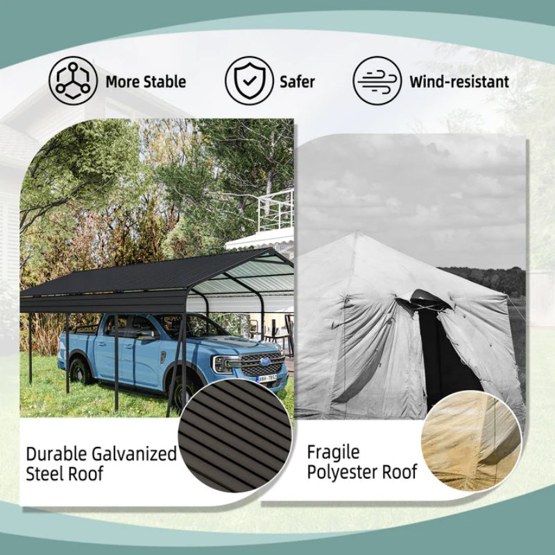 Campcraft 13 x 26.5 ft carport, 0.25mm thick, with protective film to prevent scratching, 2 pairs of adhesive gloves, 3 hooks, 12 expansion screws, 6 fixed iron pieces-海智集-Default-