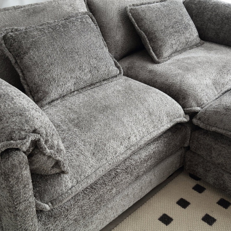 UNITED WE WIN Chenille fabric, removable armrests with side pockets, high density sponge filling, oversized double sofa with footstool-海智集-Default-