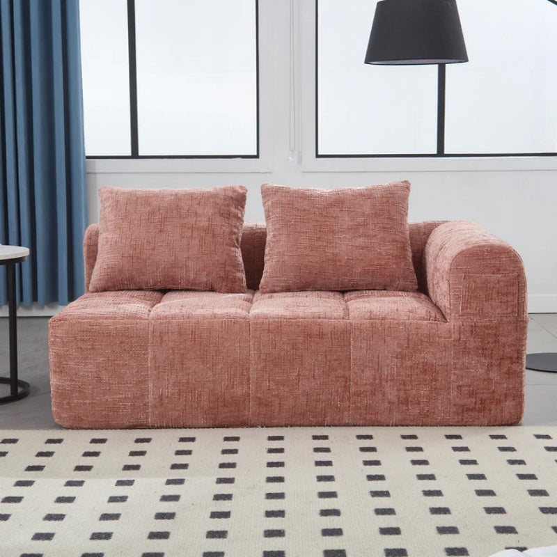 UNITED WE WIN Chenille Loveseat Sofa,Minimalist Modular Couches Sleeper for Living Room Bedroom Apartment Lounge-海智集-Default-