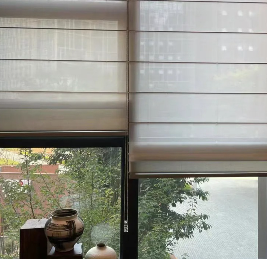 Semi-blackout Roman curtain - Waterproof, Mold-resistant, Dustproof & Antistatic Eco-Friendly Fabric for UV Protection & Light Filtering-海智集-