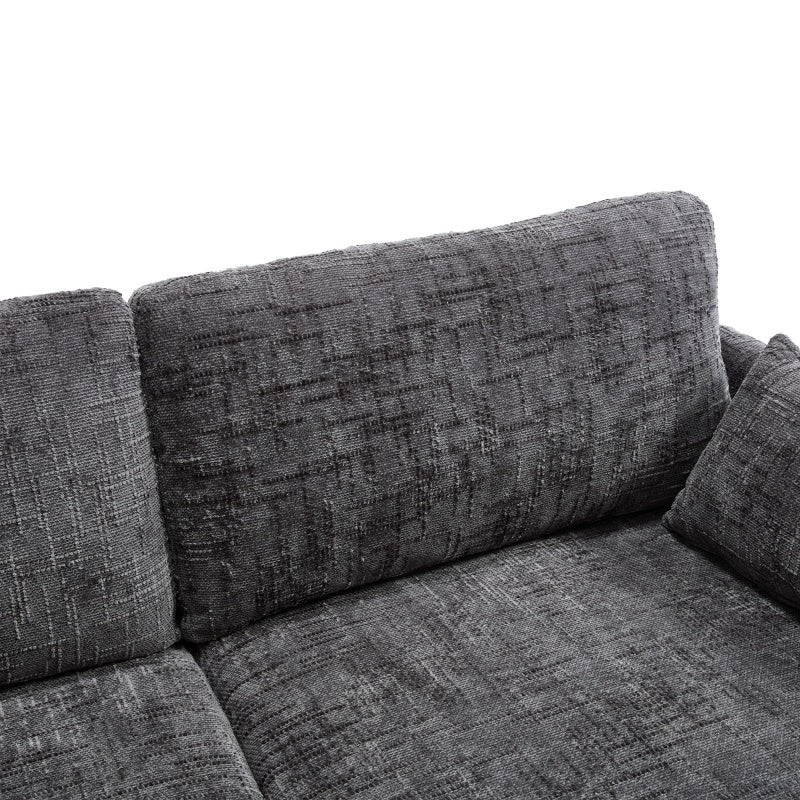 Modern Style Chenille 2-Seater Sofa with LED Light, USB Port, and Storage Bag in Gray-海智集-Default-