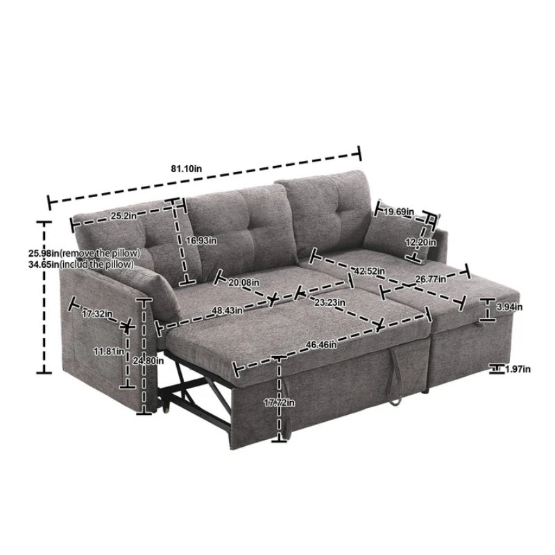 UNITED WE WIN-Furniture, modular L-shaped sofa, modular long sofa with reversible chaise lounge, Sofa bed, Sleeper sofa, modular sofa combination with storage seats.-海智集-Default-