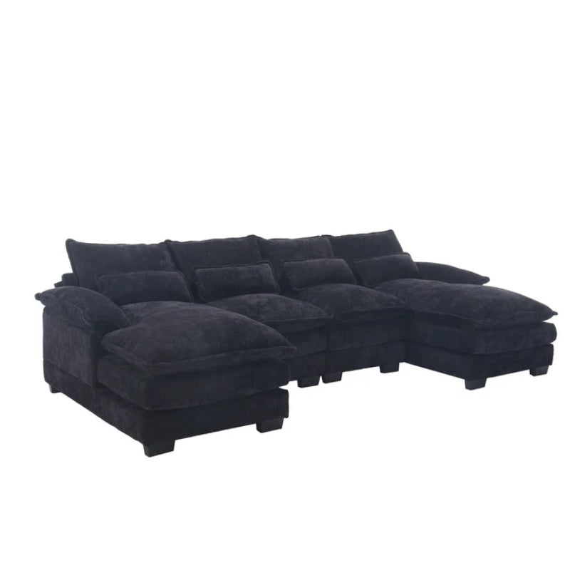 UNITED WE WIN Chenille, high quality sponge filling, solid wood frame, oversized four-seater, U-shaped combination sofa-海智集-Default-