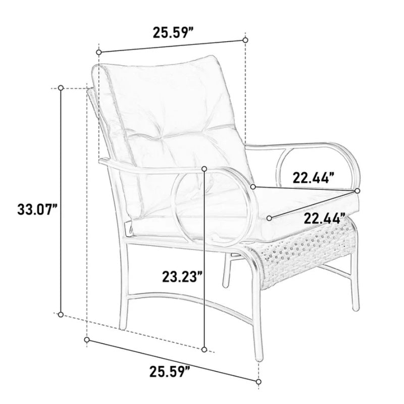 3 Pieces Patio Set Outdoor Wicker Furniture Sets Modern Rattan Chair Conversation Sets with Coffee Table-海智集-Default-