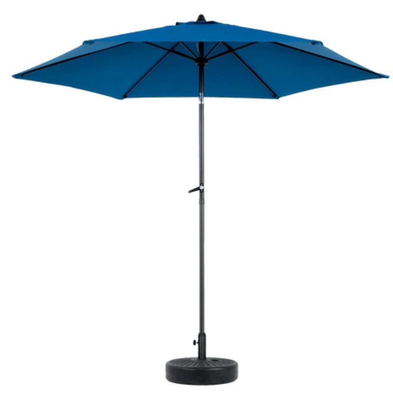 9FT Outdoor Patio Umbrella Outdoor Table Umbrella with Push Button Tilt and Crank, Market Umbrella 6 Sturdy Ribs , Deck, Backyard, Pool (Base Not Included) - ( Dark blue )-海智集-Default-