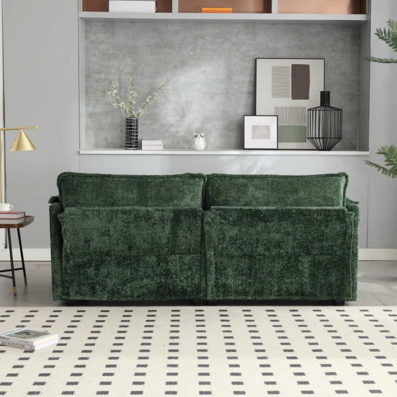 UNITED WE WIN Chenille fabric, removable armrests with side pockets, high density sponge filling, oversized double sofa with footstool-海智集-Default-
