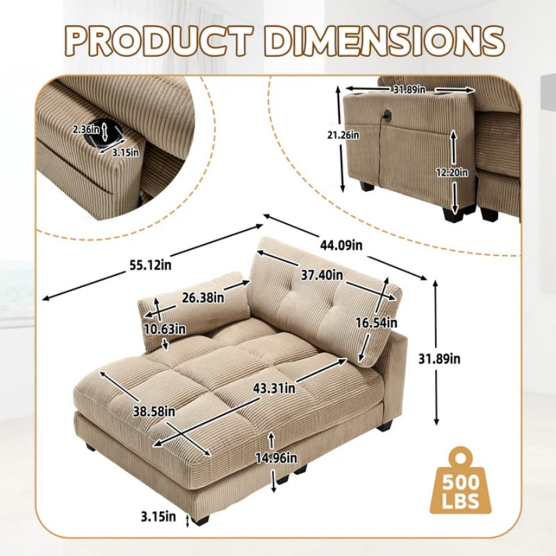 UNITED WE WIN Sleeper Sofa Couch Bed,Oversized Chaise Lounge Chair Cozy Cloud Couch-海智集-Default-