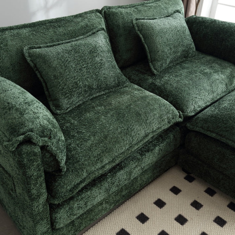 UNITED WE WIN Chenille fabric, removable armrests with side pockets, high density sponge filling, oversized double sofa with footstool-海智集-Default-