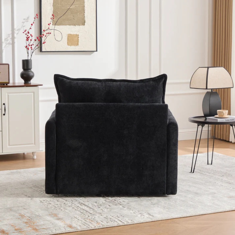 UNITED WE WIN Swivel Barrel Chair - Mid Century Modern Chair, Thick Padded Arm Chair with Solid Metal Base, Comfortable Single Sofa Chair, Swivel Accent Chair for Living Room Bedroom-海智集-Default-