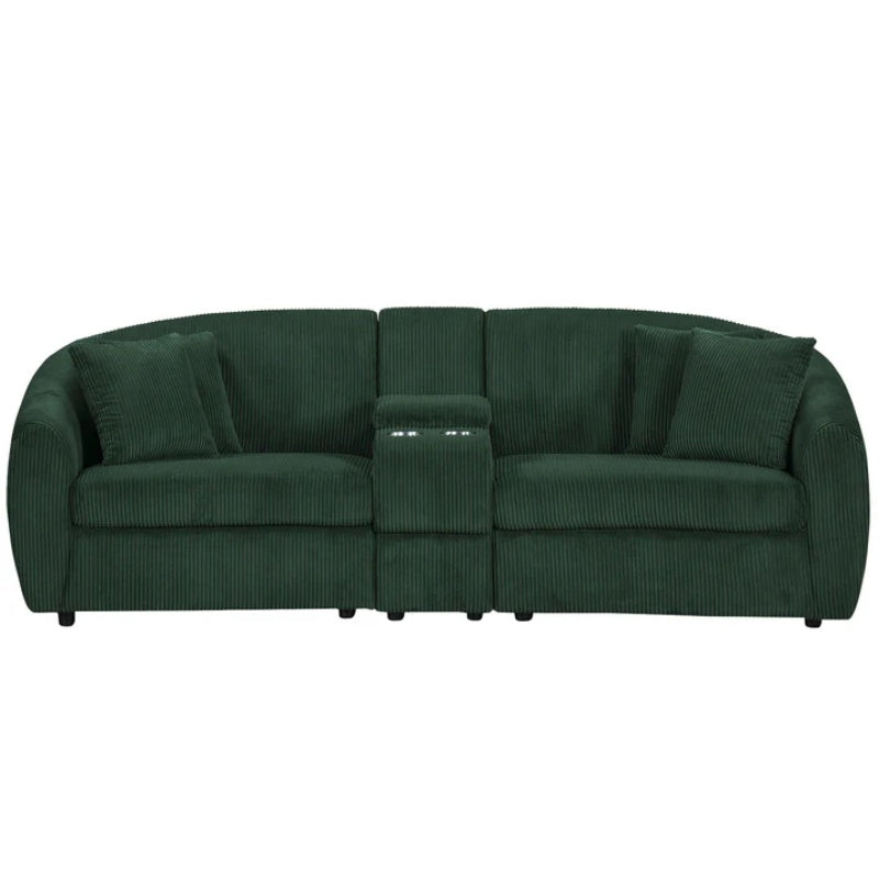 UNITED WE WIN corduroy fabric, two cup holders, storage, oversized two-seat, solid wood frame, high quality sponge filling, curved placement sofa-海智集-Default-