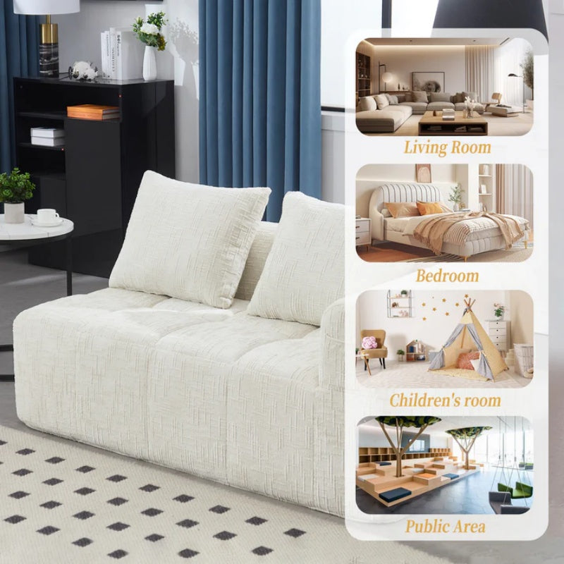 UNITED WE WIN Chenille Loveseat Sofa,Minimalist Modular Couches Sleeper for Living Room Bedroom Apartment Lounge-海智集-Default-