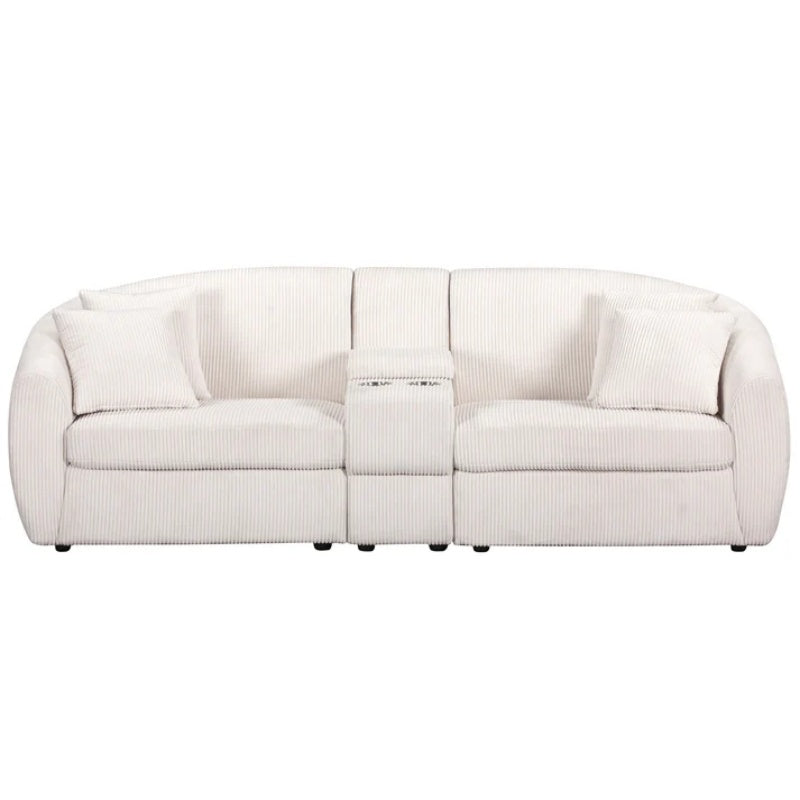 UNITED WE WIN corduroy fabric, two cup holders, storage, oversized two-seat, solid wood frame, high quality sponge filling, curved placement sofa-海智集-Default-