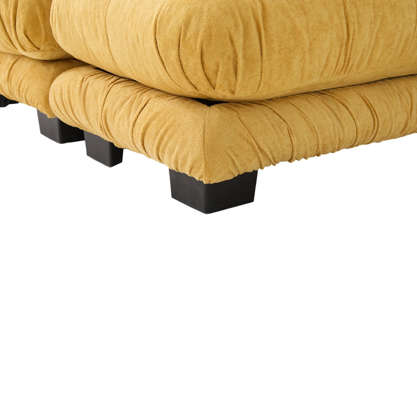 UNITED WE WIN Pelletized velvet U Shape Cloud Couch with 2 Ottomans,Free Combined 3 Seater Comfy Sofa with Bolster Armrest Pillows, sofa for Living Room-海智集-Default-