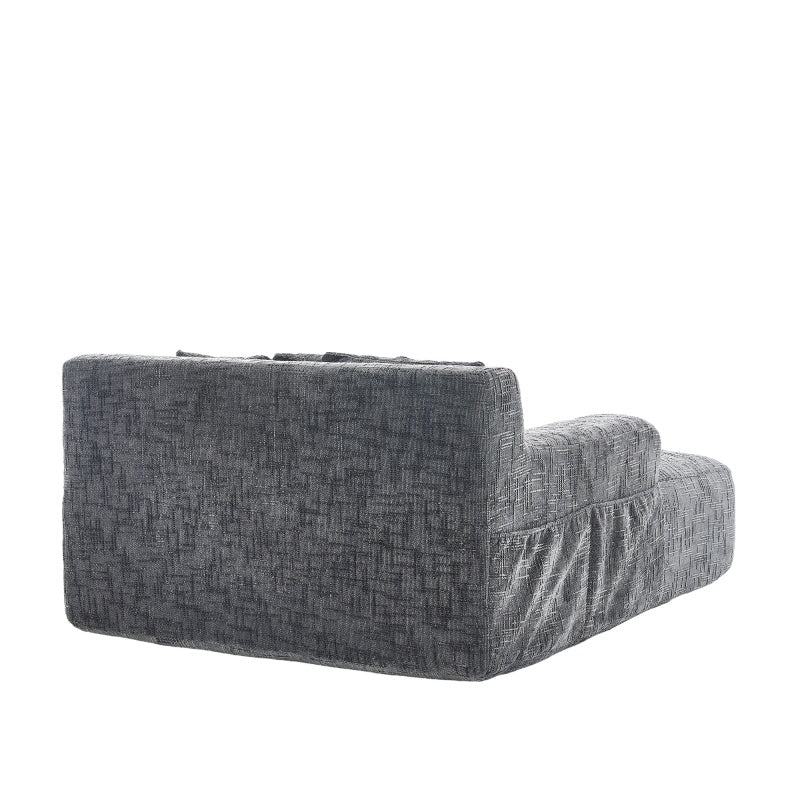 Chenille Interior Lazy Sofa Chaise Longue Armchair with Three Pillows and Armrests in Grey-海智集-Default-
