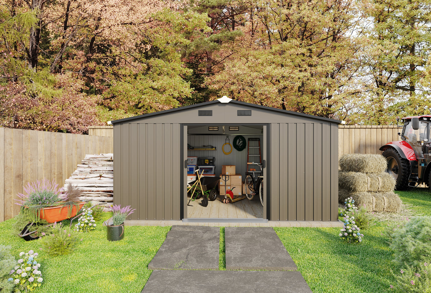 Campcraft 0.25mm color steel plate, surface protective film, Two daylight Windows, A practical and thoughtful gift,two colors can be freely selected storage sheds-海智集-Default-