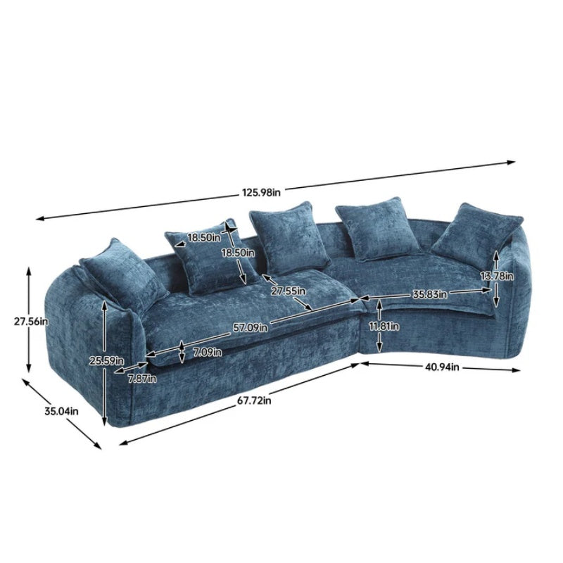 Modular Sectional Sofa, U-Shaped Couch with Sofa for five & Pillows, Modern Minimalist chenille Fabric Large Comfy Cloud Sofas, Living Room Furniture Sets-海智集-Default-
