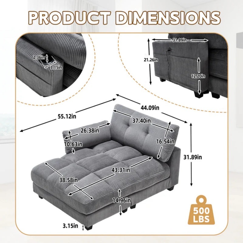 UNITED WE WIN Sleeper Sofa Couch Bed,Oversized Chaise Lounge Chair Cozy Cloud Couch-海智集-Default-