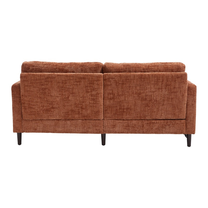 Modern Style Chenille 2-Seater Sofa with LED Light, USB Charging Port & Storage Bag in Orange-海智集-Default-