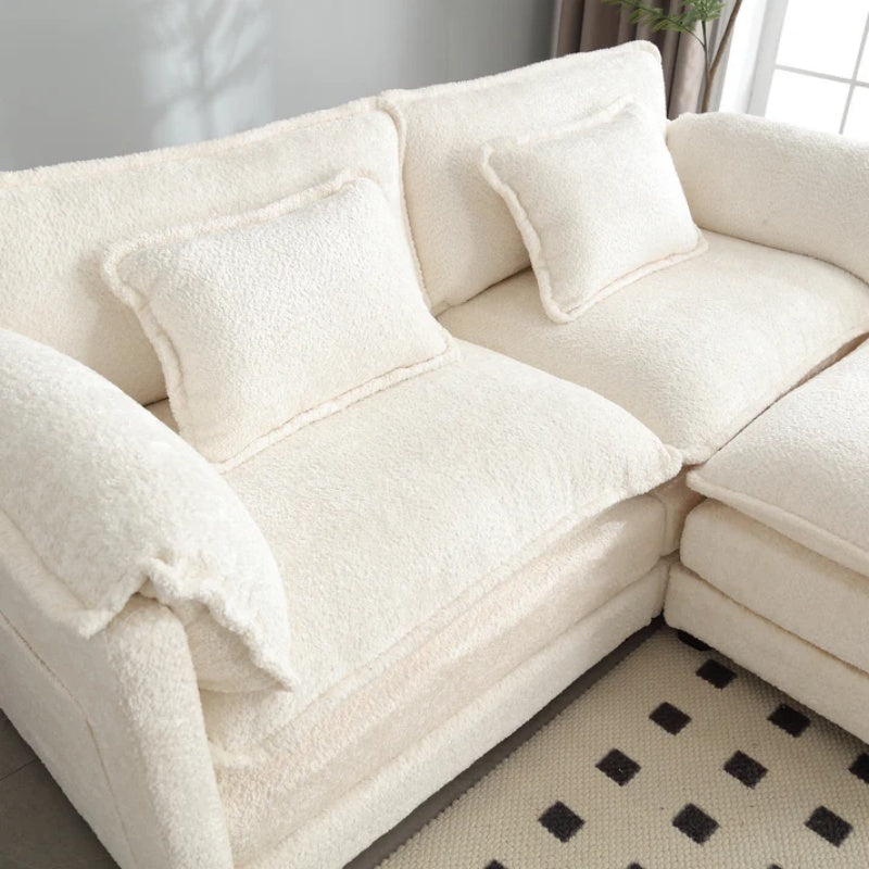 UNITED WE WIN Chenille fabric, removable armrests with side pockets, high density sponge filling, oversized double sofa with footstool-海智集-Default-