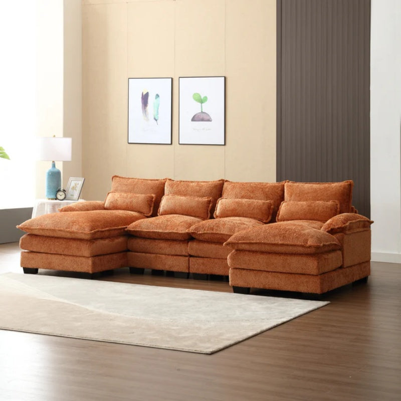 UNITED WE WIN Modern Large chenille Fabric U-Shape Sectional Sofa-海智集-Default-