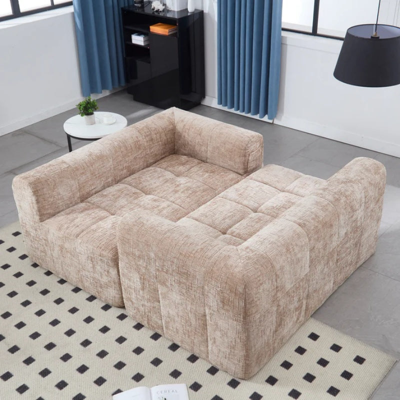 UNITED WE WIN Chenille Loveseat Sofa,Minimalist Modular Couches Sleeper for Living Room Bedroom Apartment Lounge-海智集-Default-