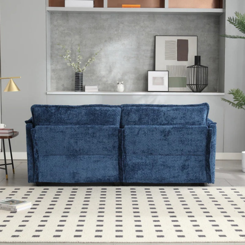 UNITED WE WIN Chenille fabric, removable armrests with side pockets, high density sponge filling, oversized double sofa with footstool-海智集-Default-