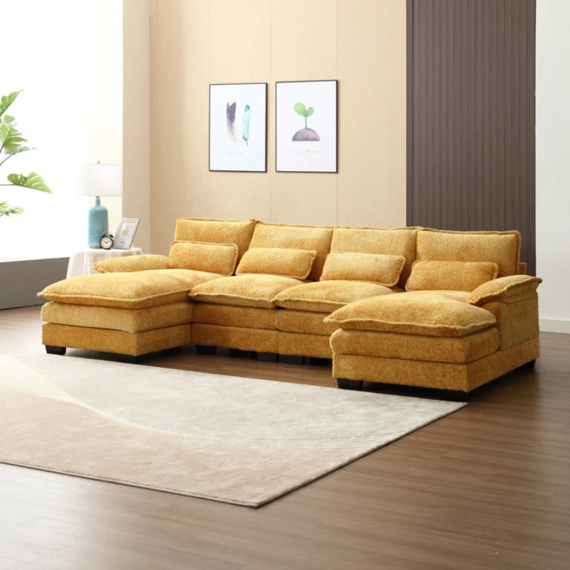 UNITED WE WIN Modern Large chenille Fabric U-Shape Sectional Sofa-海智集-Default-