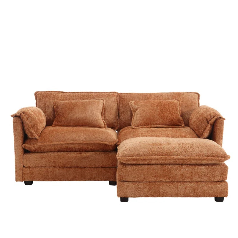 UNITED WE WIN Chenille fabric, solid construction, the overall structure of the sofa is stable, detachable armrests, two foot stools and two-seat sofa with side pockets-海智集-Default-