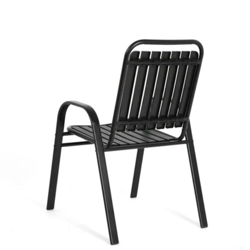 7 Pieces Patio Dining Set, Plastic chair and steel table Outdoor Set, plastic Chairs and Table Set for Garden Patio, Black-海智集-Default-