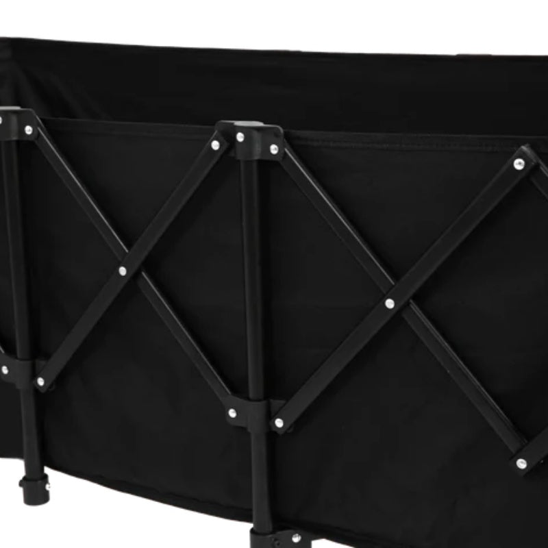 Foldable Extended Wagon with 220lbs Weight Capacity, Heavy Duty 300L Folding Utility Garden Cart with Big All-Terrain Beach Wheels & Drink Holders. Black-海智集-Default-