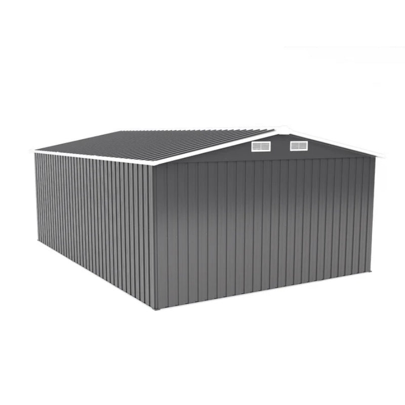 Campcraft Outdoor Storage Shed 10×14 FT with 3 Lockable Doors,Utility Tool Shed Metal Storage Garden Sheds Frame and 4 Vents,for Backyard,Patio,Lawn,dark Grey-海智集-Default-