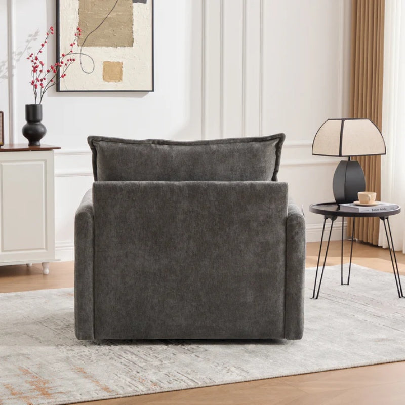 UNITED WE WIN Swivel Barrel Chair - Mid Century Modern Chair, Thick Padded Arm Chair with Solid Metal Base, Comfortable Single Sofa Chair, Swivel Accent Chair for Living Room Bedroom-海智集-Default-