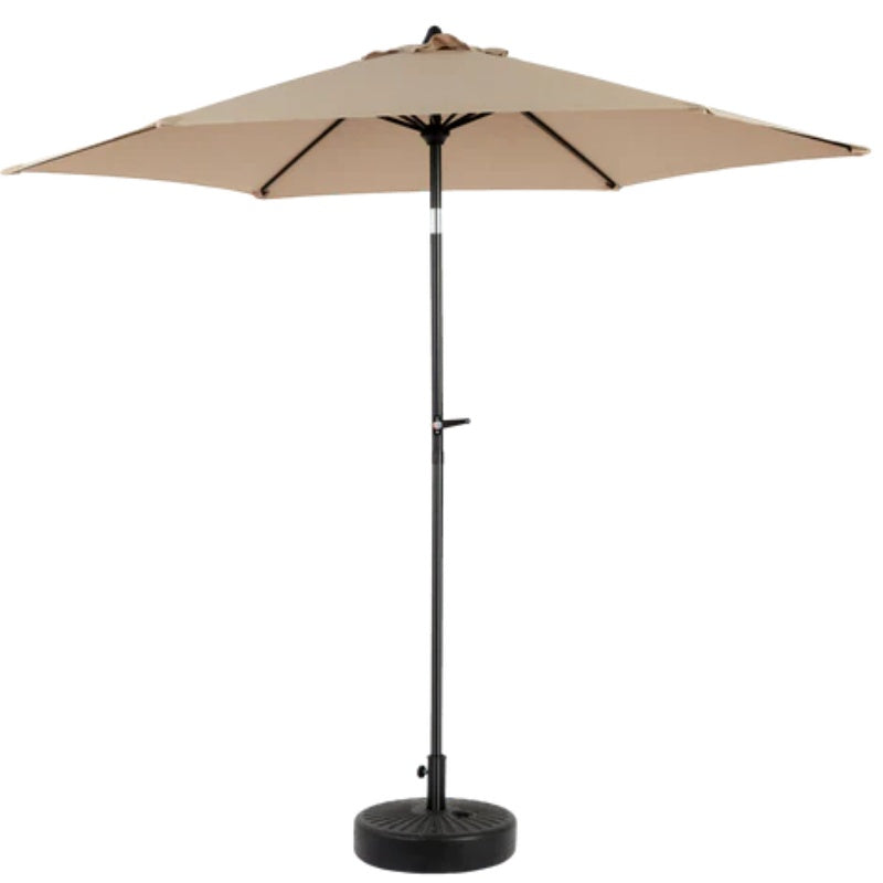 9FT Outdoor Patio Umbrella Outdoor Table Umbrella with Push Button Tilt and Crank, Market Umbrella 6 Sturdy Ribs , Deck, Backyard, Pool (Base Not Included) - ( khaki )-海智集-Default-